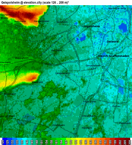 Zoom OUT 2x Geispolsheim, France elevation map