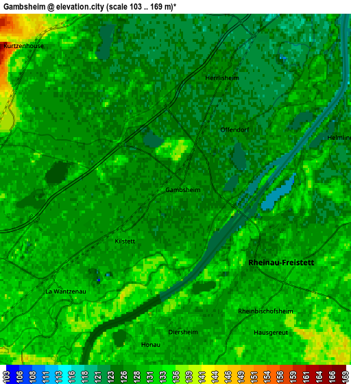 Zoom OUT 2x Gambsheim, France elevation map