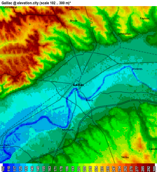 Zoom OUT 2x Gaillac, France elevation map