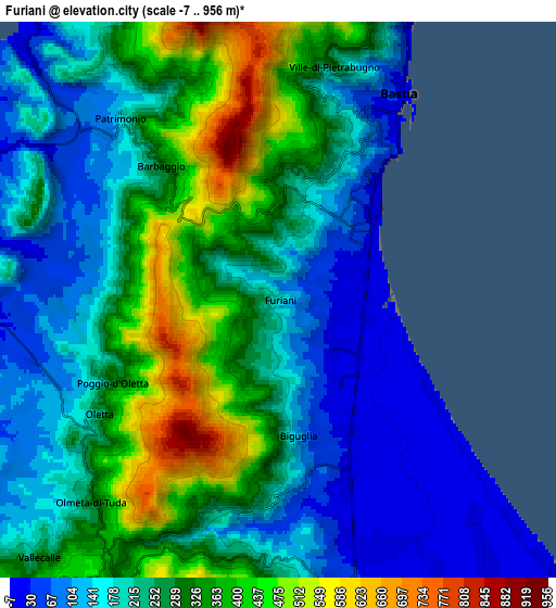 Zoom OUT 2x Furiani, France elevation map