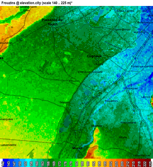 Zoom OUT 2x Frouzins, France elevation map