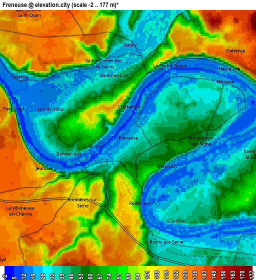 Zoom OUT 2x Freneuse, France elevation map