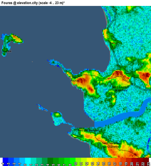 Zoom OUT 2x Fouras, France elevation map