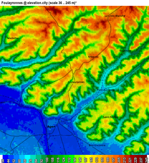 Zoom OUT 2x Foulayronnes, France elevation map