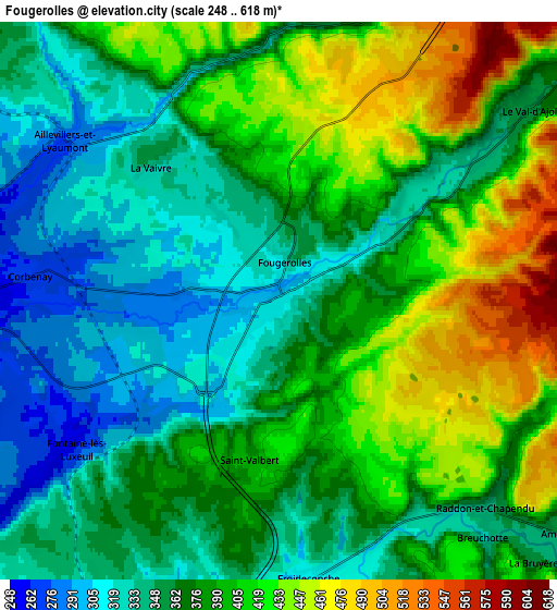 Zoom OUT 2x Fougerolles, France elevation map