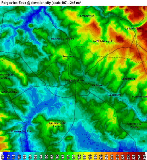 Zoom OUT 2x Forges-les-Eaux, France elevation map