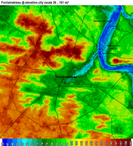 Zoom OUT 2x Fontainebleau, France elevation map