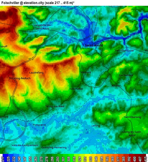 Zoom OUT 2x Folschviller, France elevation map