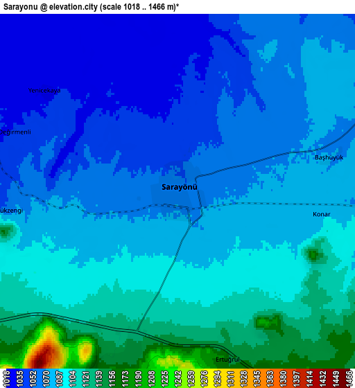 Zoom OUT 2x Sarayönü, Turkey elevation map