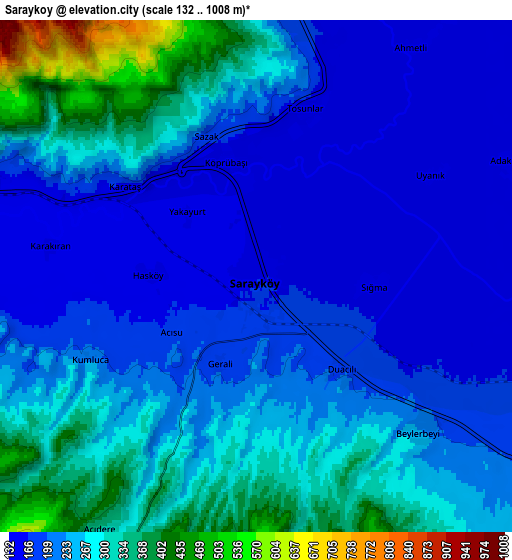 Zoom OUT 2x Sarayköy, Turkey elevation map