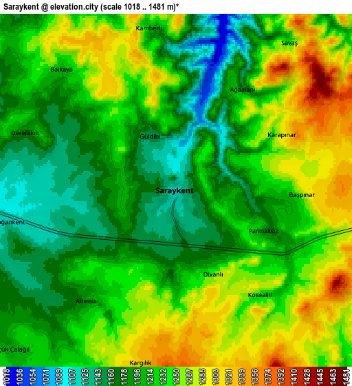 Zoom OUT 2x Saraykent, Turkey elevation map