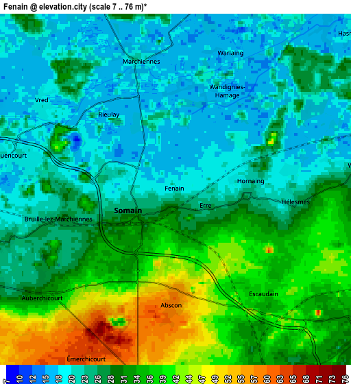 Zoom OUT 2x Fenain, France elevation map