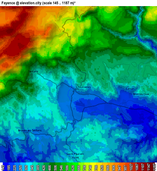 Zoom OUT 2x Fayence, France elevation map