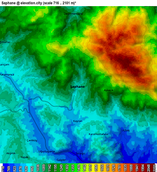 Zoom OUT 2x Şaphane, Turkey elevation map