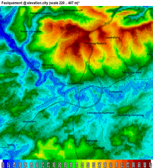 Zoom OUT 2x Faulquemont, France elevation map