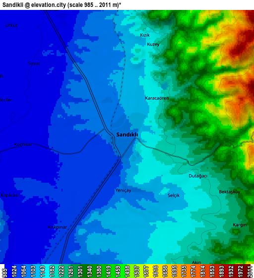 Zoom OUT 2x Sandıklı, Turkey elevation map