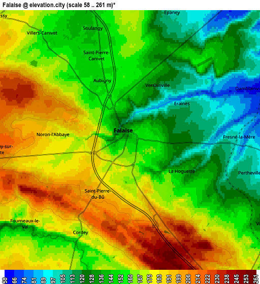 Zoom OUT 2x Falaise, France elevation map