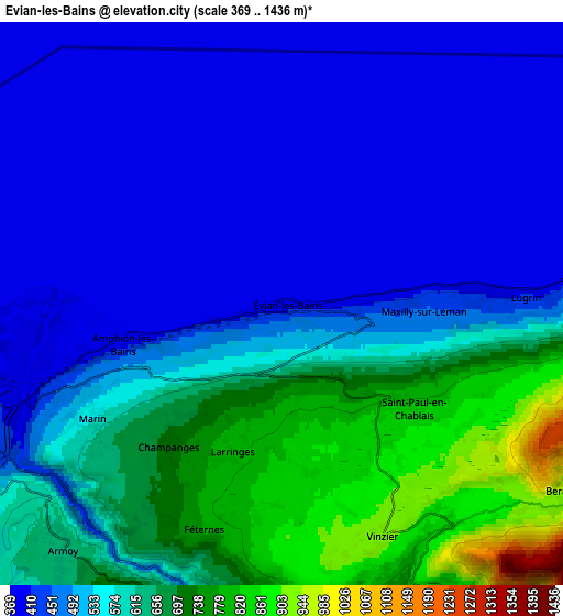 Zoom OUT 2x Évian-les-Bains, France elevation map