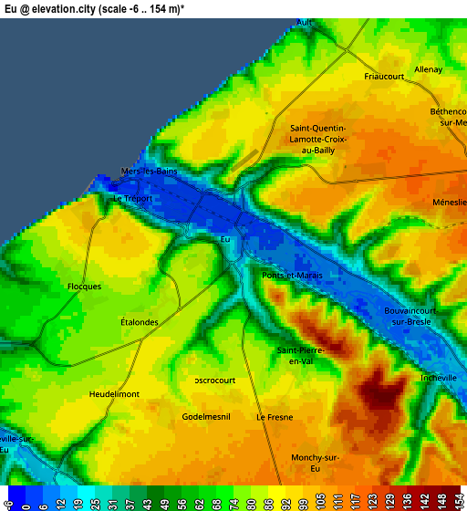 Zoom OUT 2x Eu, France elevation map