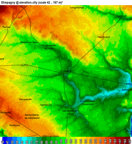 Zoom OUT 2x Étrépagny, France elevation map