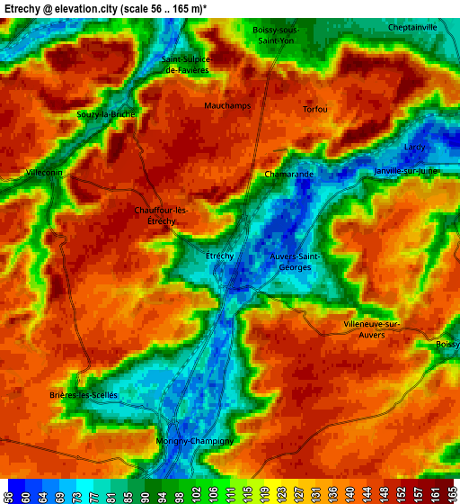 Zoom OUT 2x Étréchy, France elevation map