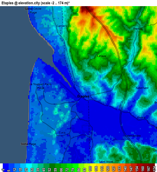 Zoom OUT 2x Étaples, France elevation map