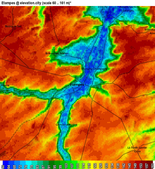 Zoom OUT 2x Étampes, France elevation map