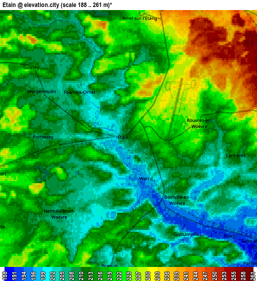 Zoom OUT 2x Étain, France elevation map