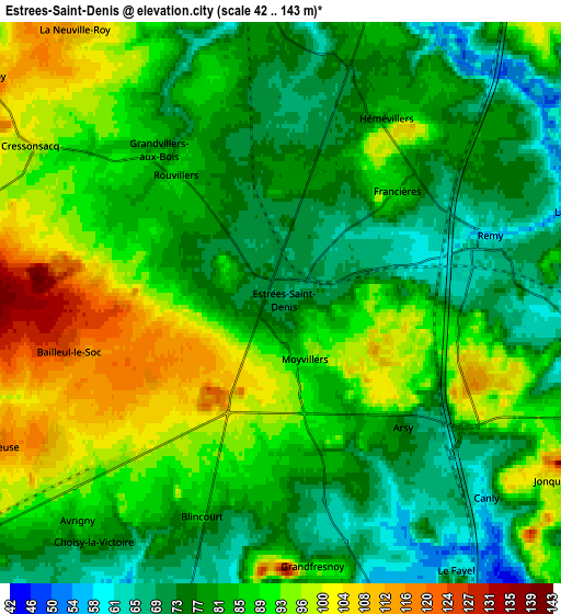 Zoom OUT 2x Estrées-Saint-Denis, France elevation map
