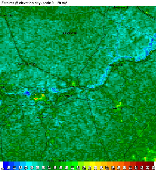 Zoom OUT 2x Estaires, France elevation map