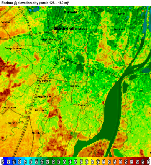 Zoom OUT 2x Eschau, France elevation map