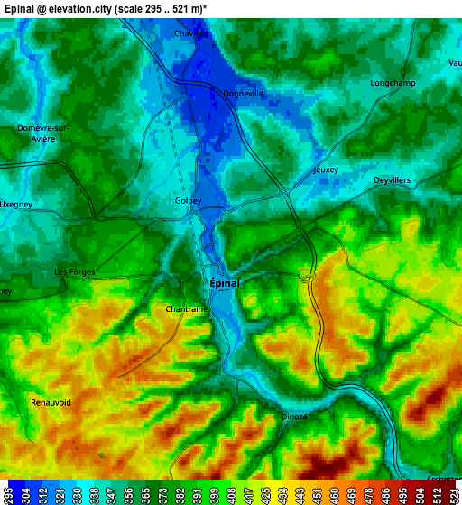 Zoom OUT 2x Épinal, France elevation map