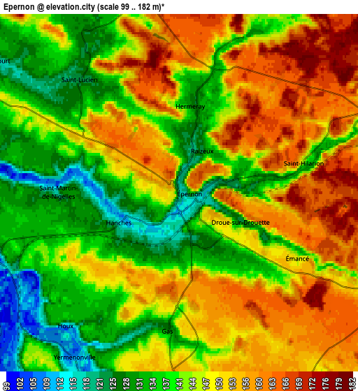 Zoom OUT 2x Épernon, France elevation map