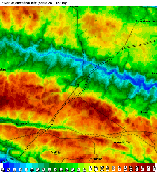 Zoom OUT 2x Elven, France elevation map