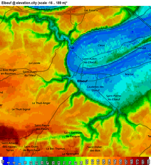 Zoom OUT 2x Elbeuf, France elevation map