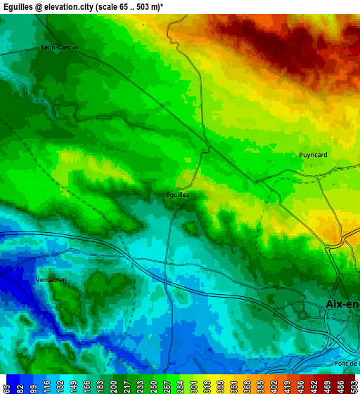 Zoom OUT 2x Éguilles, France elevation map