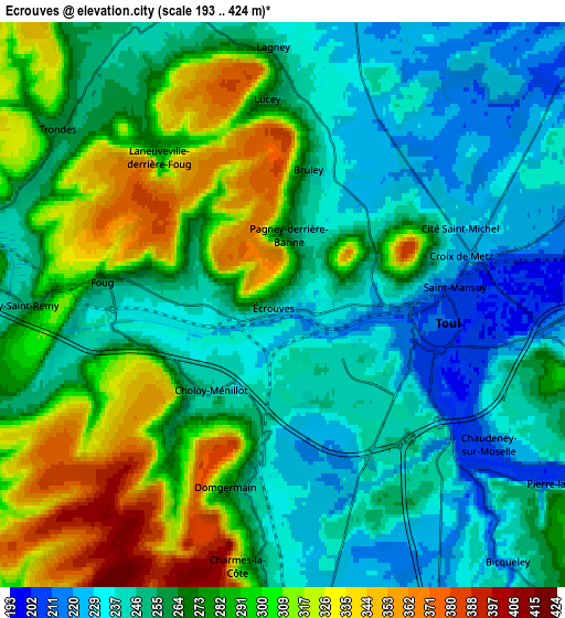 Zoom OUT 2x Écrouves, France elevation map