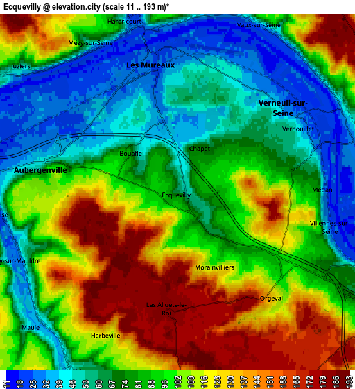 Zoom OUT 2x Ecquevilly, France elevation map