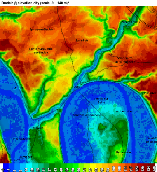 Zoom OUT 2x Duclair, France elevation map