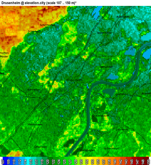 Zoom OUT 2x Drusenheim, France elevation map