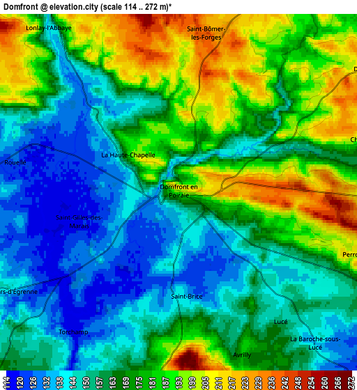 Zoom OUT 2x Domfront, France elevation map