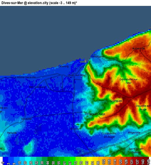 Zoom OUT 2x Dives-sur-Mer, France elevation map