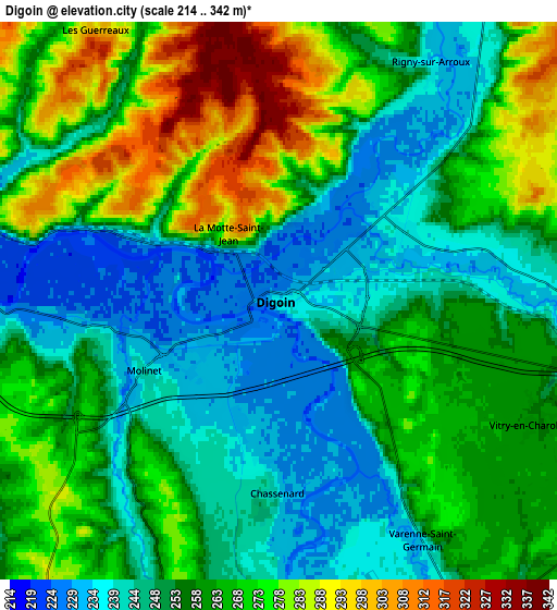 Zoom OUT 2x Digoin, France elevation map