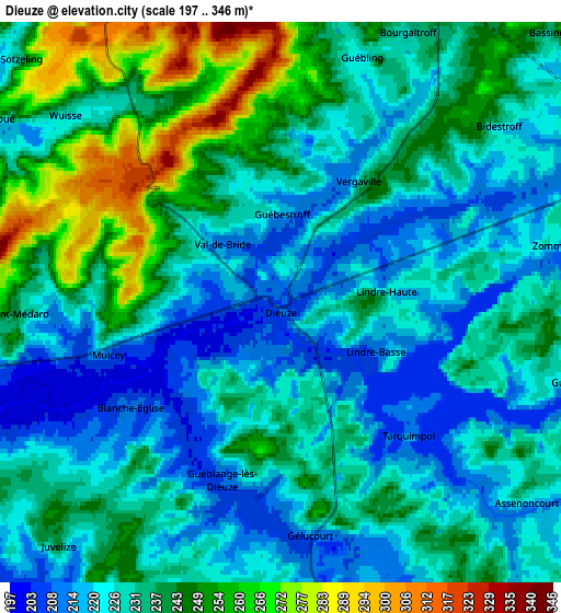 Zoom OUT 2x Dieuze, France elevation map