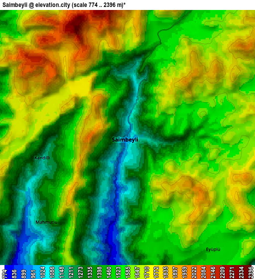 Zoom OUT 2x Saimbeyli, Turkey elevation map