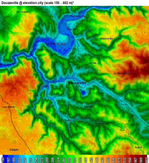 Zoom OUT 2x Decazeville, France elevation map