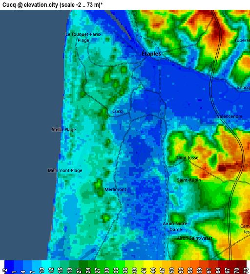 Zoom OUT 2x Cucq, France elevation map