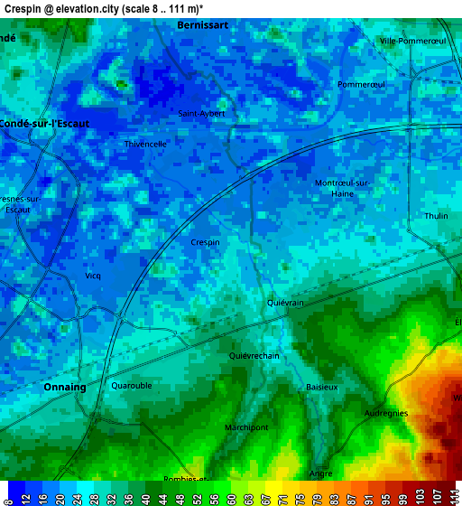 Zoom OUT 2x Crespin, France elevation map