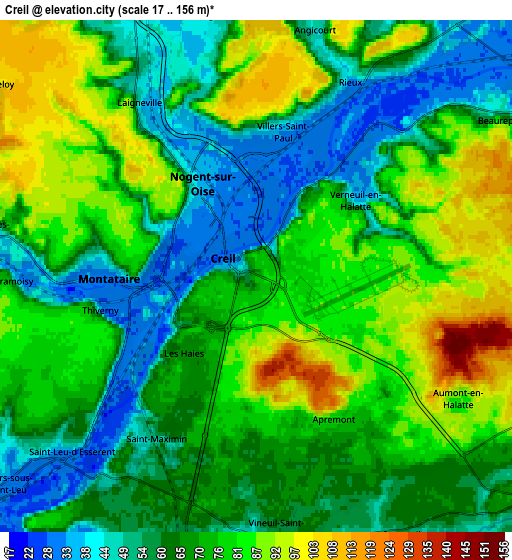 Zoom OUT 2x Creil, France elevation map