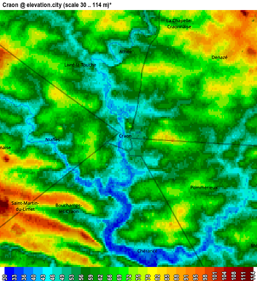 Zoom OUT 2x Craon, France elevation map